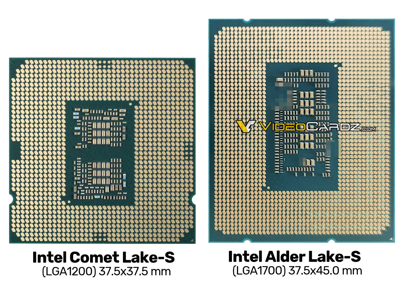 Alder Lake-S用のIntel Socket V (LGA1700)の高さが低くなり、穴の