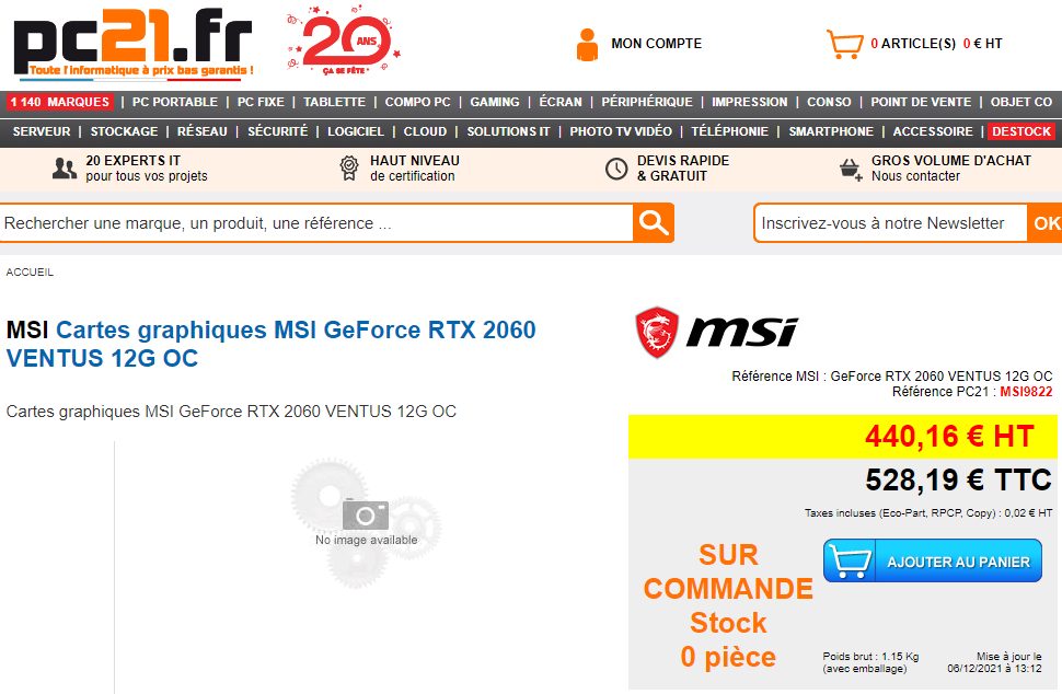 MSI GeForce RTX 2060 Ventusグラフィックスカード（12GBメモリ搭載 