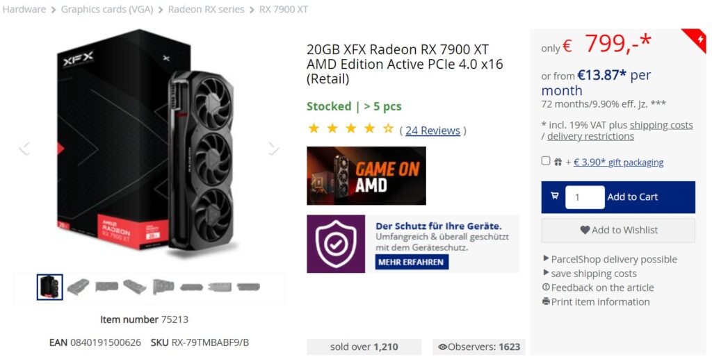 AMD Radeon RX  XTがドイツでユーロで販売開始希望小売価格