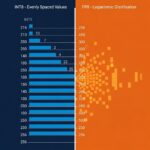 等間隔の階段状パターンを示す INT8（左）と対数望遠鏡のような分布を示す FP8（右）を比較した分割画面