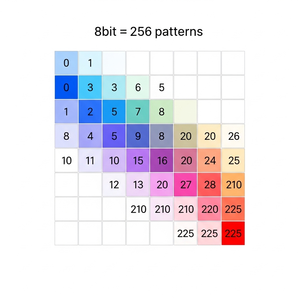 16x16 のグリッドに配置された 256 個のボックス