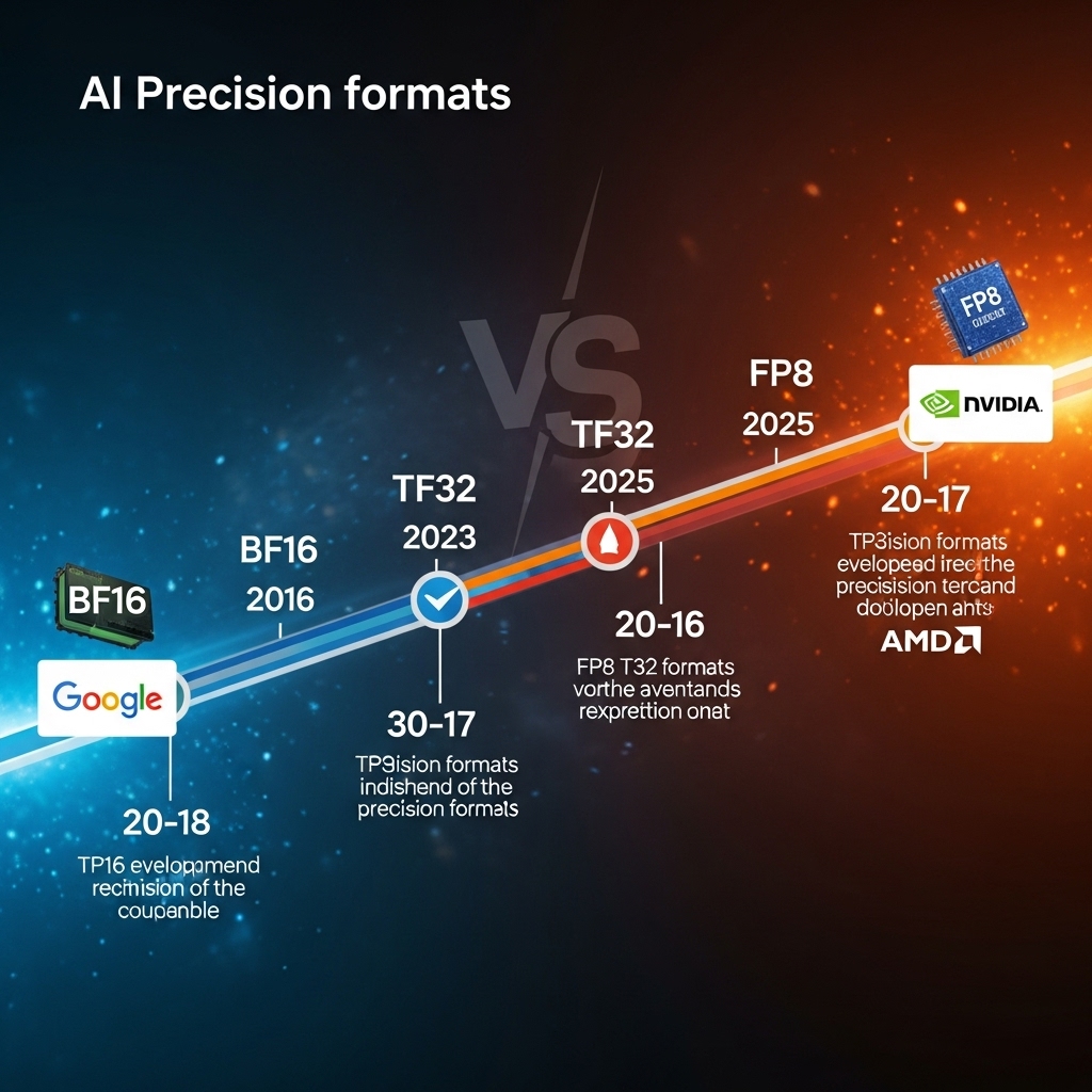 2016年から2025年までのAI精度フォーマットの進化と競争を示すタイムライン