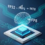 AI ニューラル ネットワークが圧縮され最適化されている様子を示す