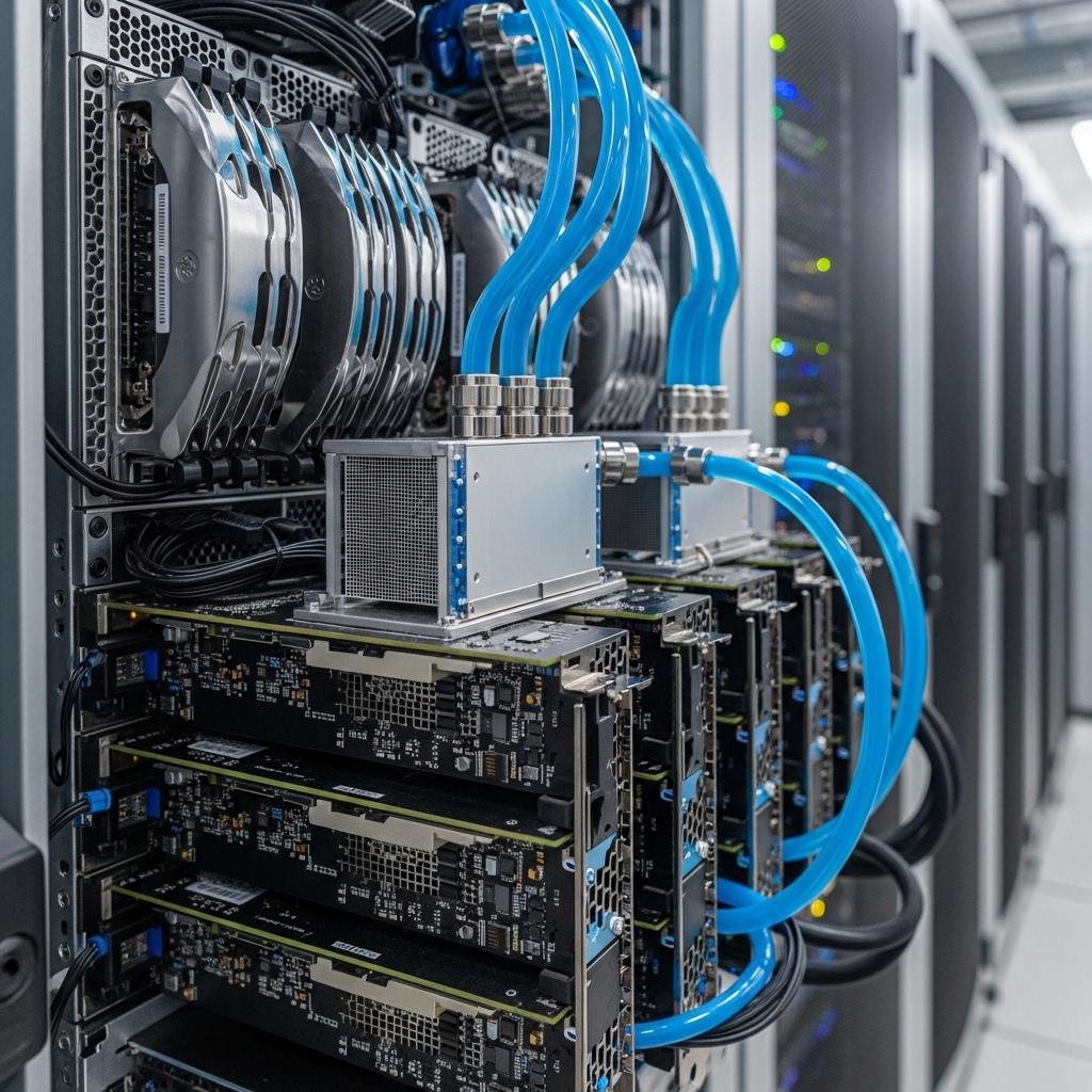 メモリモジュールが見える最新AIデータセンターのサーバーラック