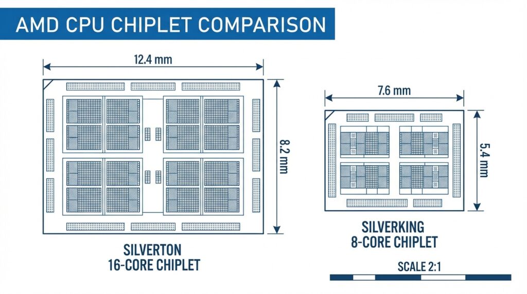 AMDのCPUチップレット比較図