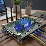 内部の回路基板とメモリチップが見える最新の家庭用WiFiルーター