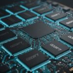 次世代GDDR7メモリモジュールのクローズアップ。
