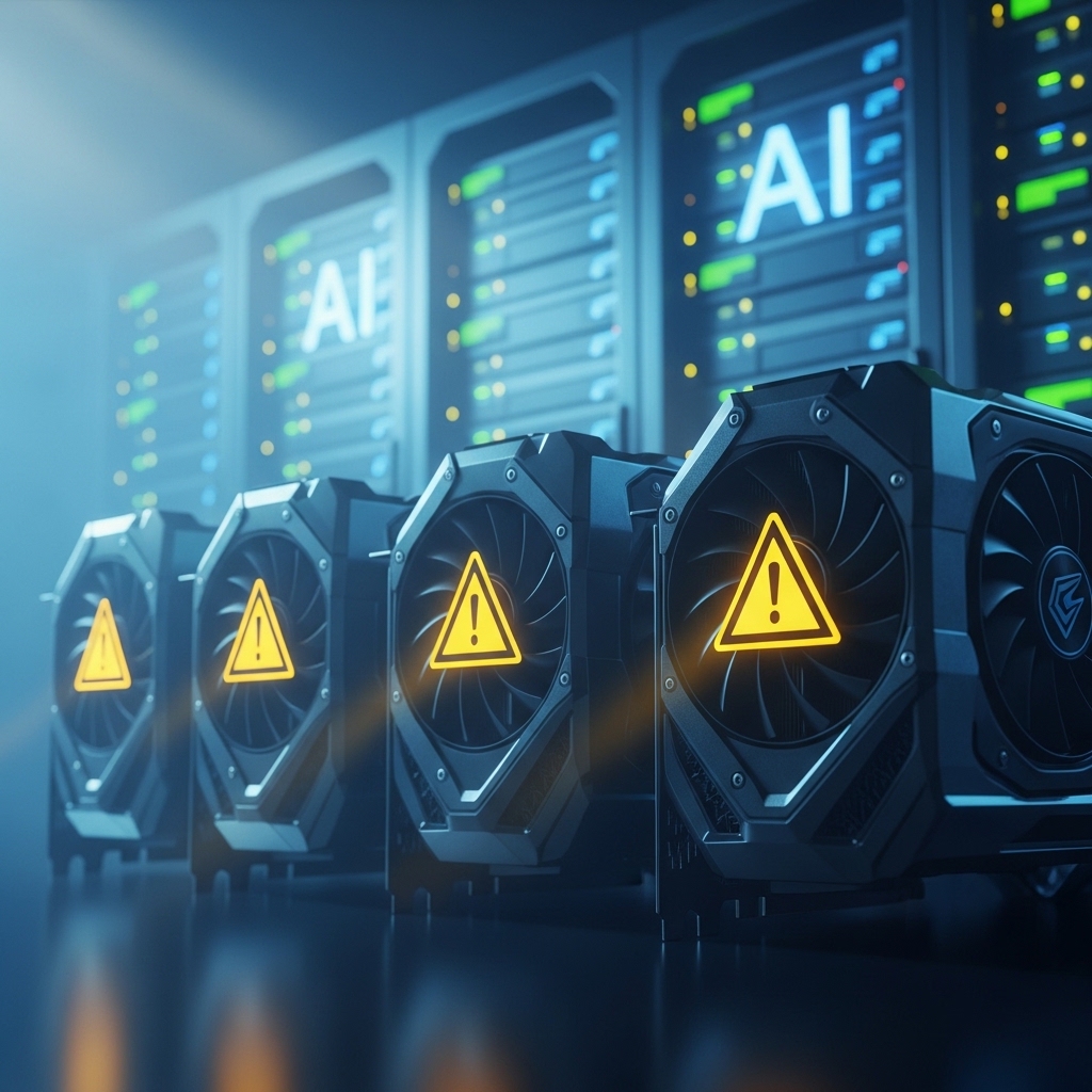 Nvidia GeForce RTXグラフィックスカードと供給不足の警告シンボル