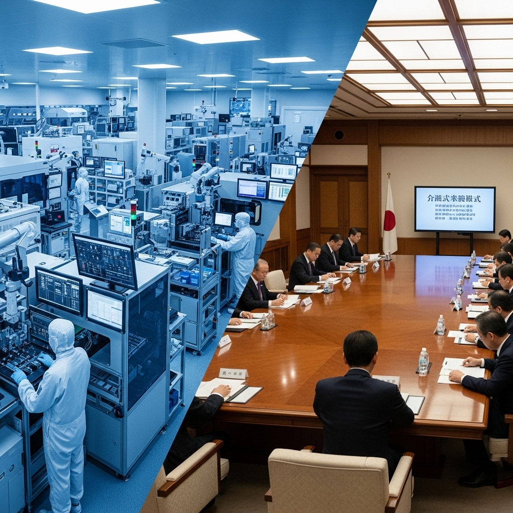左側に韓国のハイテク半導体工場内部