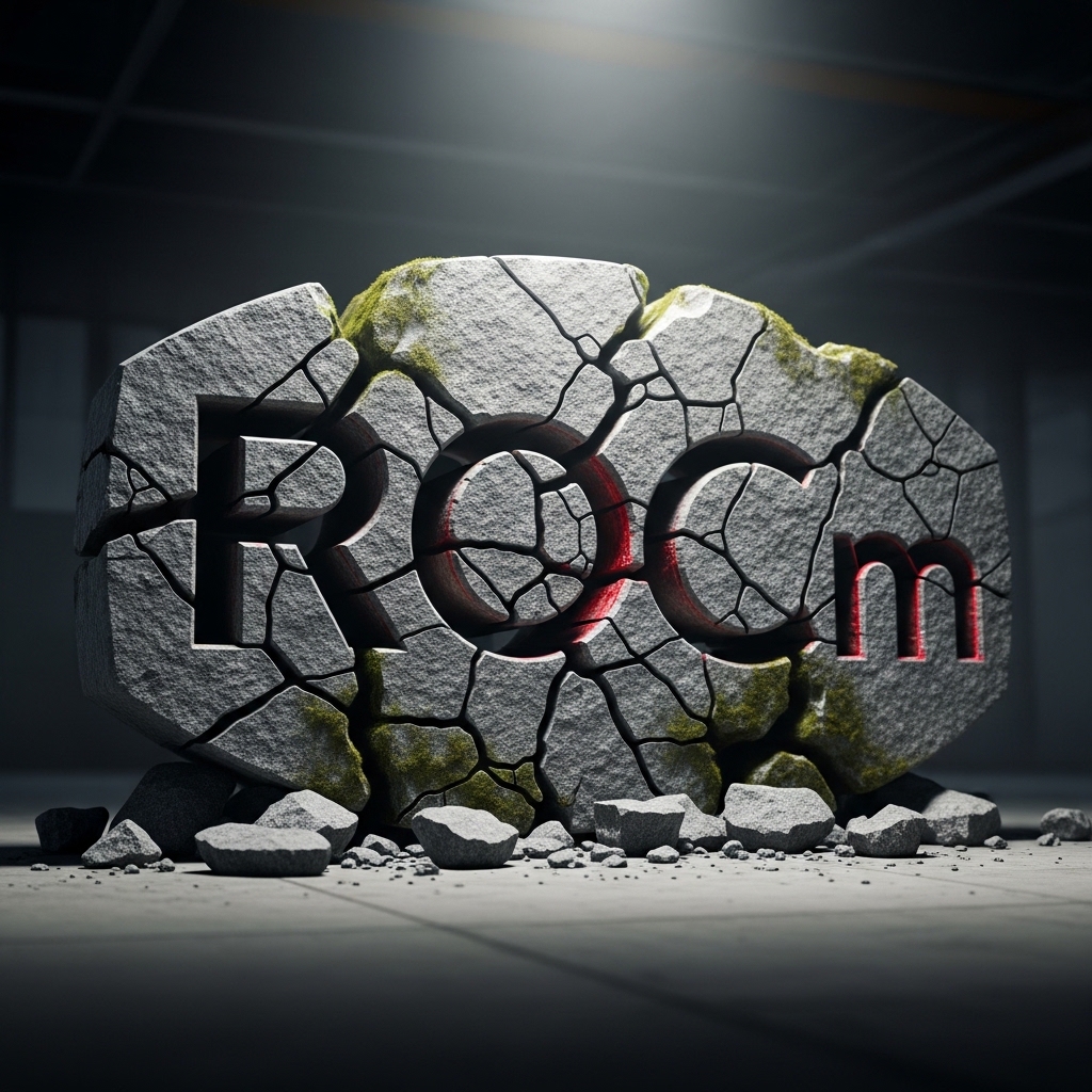 ひび割れた石造りのROCmロゴ