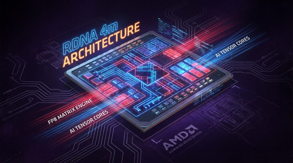 AMD RDNA 4mアーキテクチャのiGPUダイのコンセプトイラスト