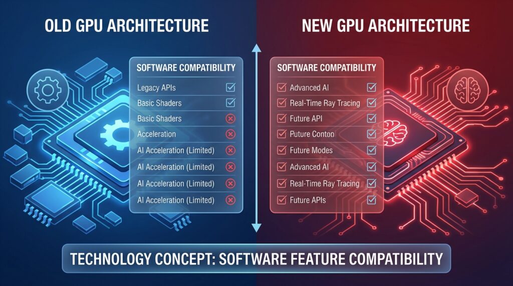 旧世代と新世代のGPUアーキテクチャを並べたビジュアル比較