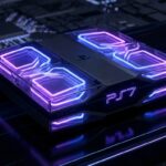 暗い背景に浮かぶ次世代PlayStationコンソールのコンセプトイメージ