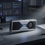 Intel Arc Pro B70ワークステーションGPU、クリーンなラインとモダンな工業デザインのプロフェッショナルグラフィックスカード