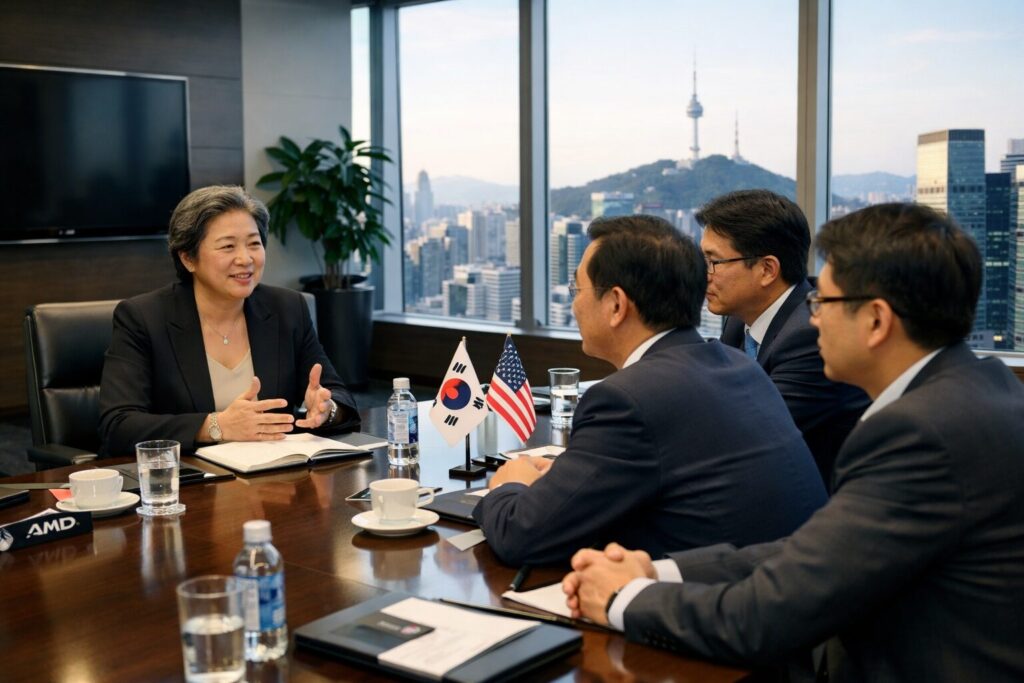 韓国のテック企業幹部と会議するAMDのリサ・スーCEO