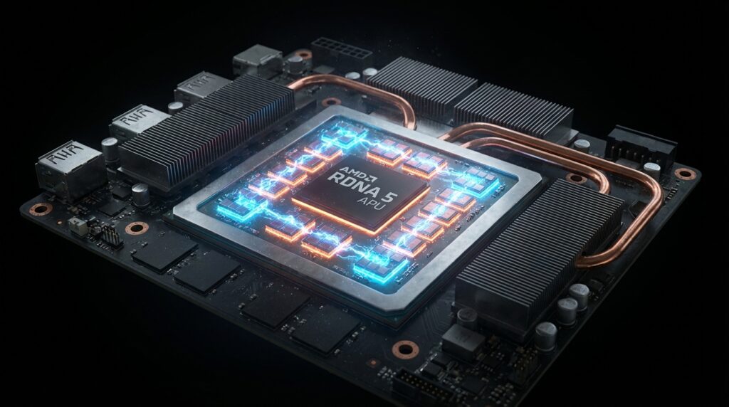 RDNA 5 APUチップのレイトレーシングコンピュートユニットが輝く次世代ゲーム機内部のレンダリング