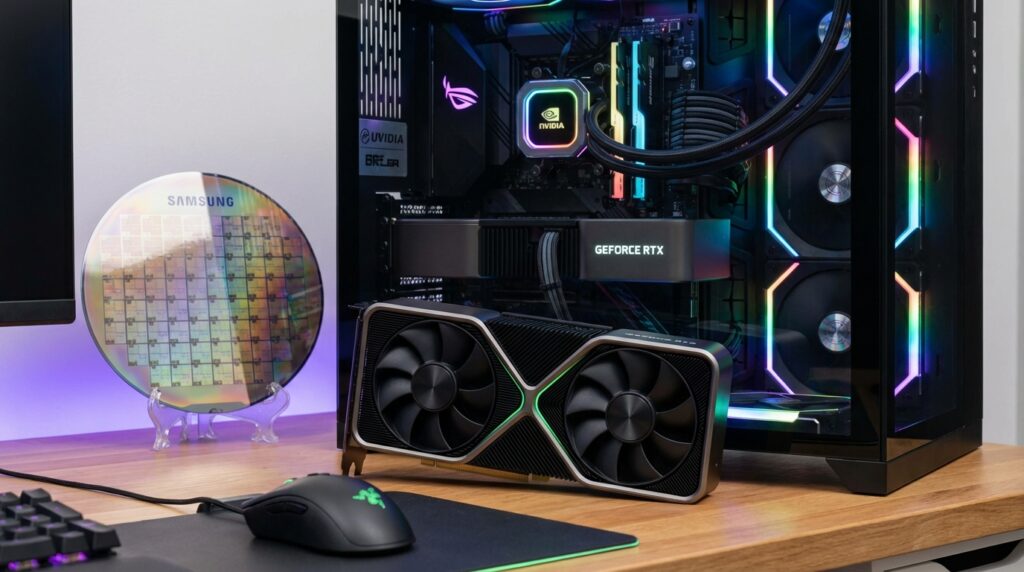 最新のゲーミングPCセットアップに設置されたGeForce RTX 3060グラフィックスカード