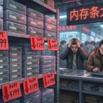 中国の電子部品市場でDDR5メモリモジュールの価格が急落する様子