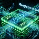 Google Gemma 4 AIモデルがNVIDIA RTX GPU上で動作する未来的なビジュアライゼーション