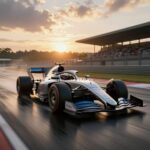 次世代コンソールのパストレーシングによるF1レーシングゲームのコンセプトアート