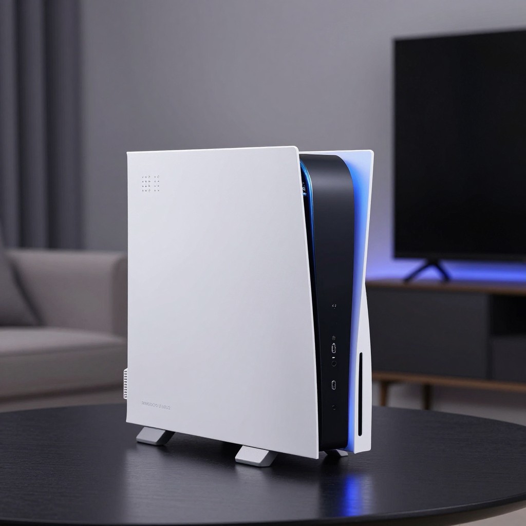 リビングルームのテレビ横に置かれた、ゲームコンソール風のコンパクトなゲーミングPC