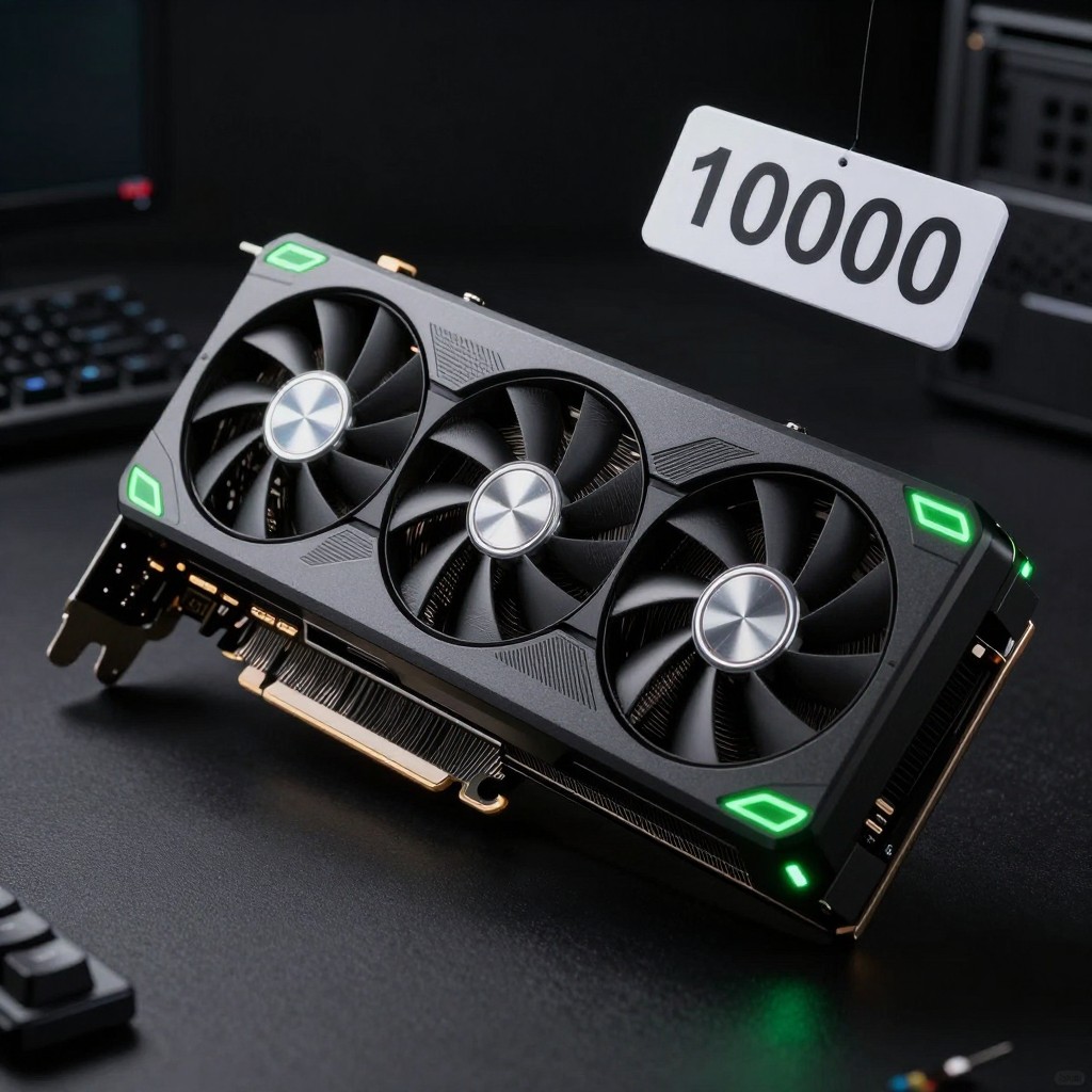 シネマティックな製品写真風。巨大なハイエンドワークステーションGPU