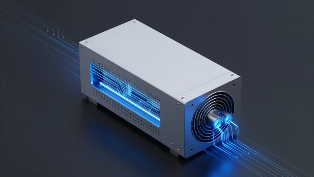 未来的なPC電源ユニットのコンセプトアート。