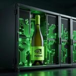 ワインボトルがGPUサーバーラックに変容していくコンセプトアート
