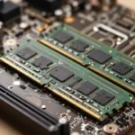 DDR4メモリを装着したLGA 1700マザーボードのクローズアップ写真。現役で使われ続ける旧世代ハードウェアの雰囲気を演出（参照用） ※実写風の写真的表現のため、AI生成画像の免責表記（実在製品と誤認されうる旨）を本文または画像脚注に付記することを推奨