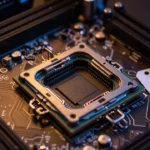 空になったCPUソケットのクローズアップに値札を添えた基板の写真。メモリ高騰でハイエンド自作PC市場が冷え込んでいる状況を象徴するイメージ