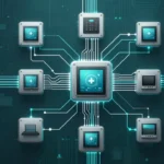 1つのロードマップが複数のデバイスへ分岐していくコンセプトイラスト