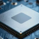 GPUダイのクローズアップをイメージしたマクロ写真風のヘッダー画像